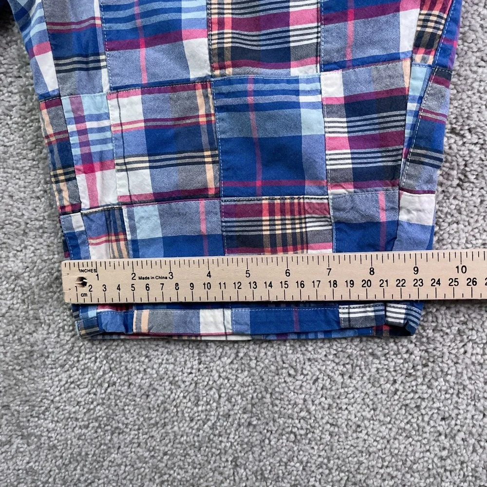 Brooks Brothers Shorts Mens 32 Blue Patchwork Madras Plaid Preppy Summer Casual